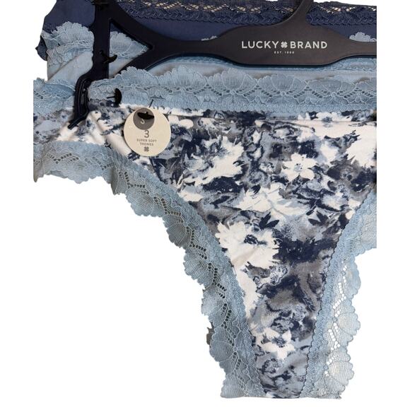 Lucky Brand Womens Thong Panty Underwear Lace Blue Flower Panties New - Picture 2 of 7